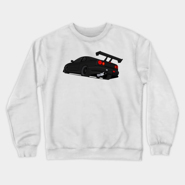 SKYLINE GTR R34 BLACK Crewneck Sweatshirt by VENZ0LIC